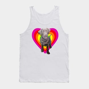 Gorgeous chocolate labrador in a rainbow digital heart! Tank Top